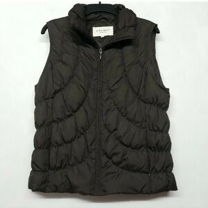 Women's Nine West Vest Full Zip Chocolate Brown Puff Insulated  Zip Pockets Sz.L